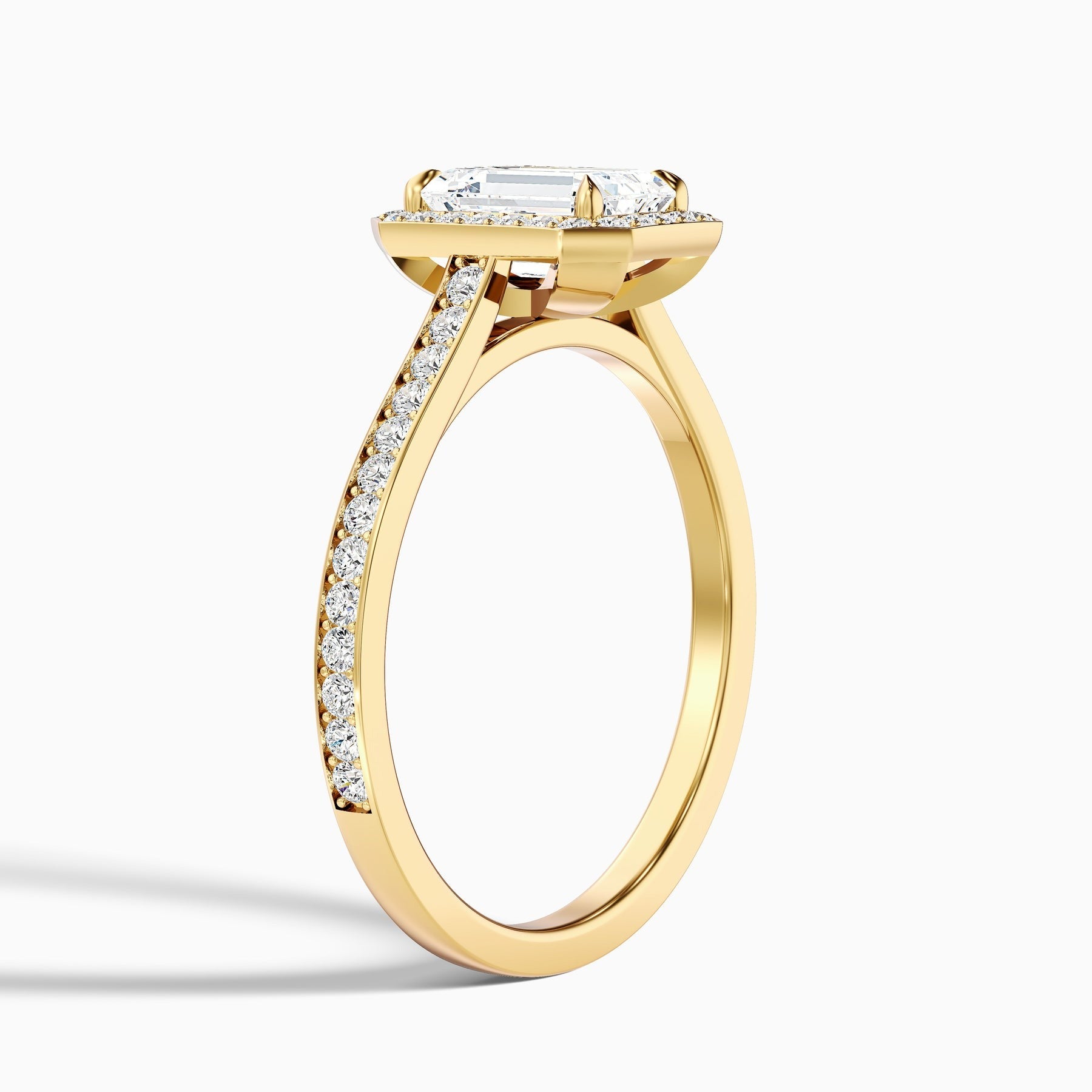 Velvet 1 Carat Emerald Cut Halo Pave Lab Grown Diamond Ring